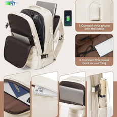 Vacuum Backpack Travel with Pump, Expandable Travel Backpack with Vacuum System, Vacuum Compression Bags Personal Item Carry On Suitcase Luggage Flight Approved Backpacks for Women Men, Beige