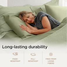 Threadmill 100% Cotton Sheets for Cal King Size Bed - 600 Thread Count Cal King Bed Sheets Set with 16” Deep Pocket - Sateen Weave 4-Piece Bedding Set with Cooling Effect, Sage Green