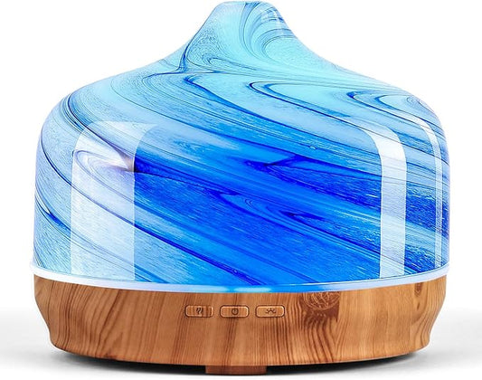 Porseme 500ml Glass Essential Oil Diffuser Aromatherapy Ultrasonic Cool Mist Humidifier 15-21 Running Hours Waterless Auto-Off Air Diffusers for Sleeping,Yoga,Office Working,Spa and Rest (Ink)