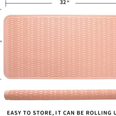 Silicone Dish Drying Mat for Multiple Usage,Easy clean,Eco-friendly,Heat-resistant Silicone Mat for Kitchen Counter or Sink,Refrigerator or Drawer Liner Pink 4XL 32 inches x 18 inches