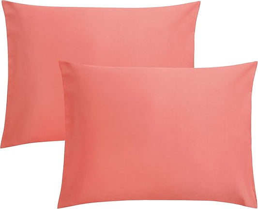 FLXXIE Microfiber Pillow Cases Standard Size, Soft Pillowcases with Envelope Closure, Wrinkle, Stain Resistant Pillow Covers, 20x26, Coral