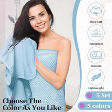 Preboun 12 Pcs Bath Towels and Washcloths 4 Sets Microfiber Bathroom Beach Pool Towel Set Quick Dry Coral Velvet Highly Absorbent for Fitness Sports Shower Travel Spa Hotel(4 Colors)