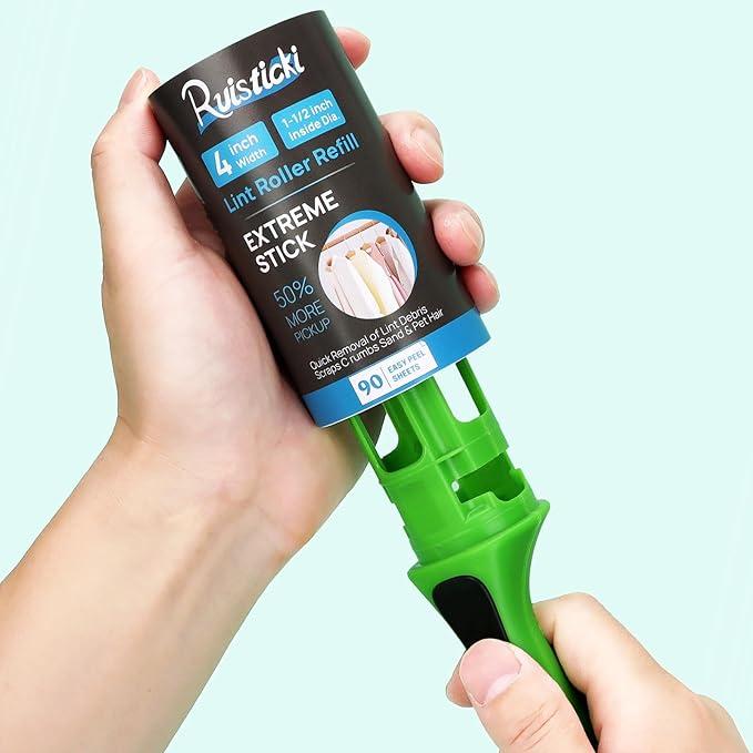 4 inch Extreme Stick Lint Roller Refills for Evercare PetLovers Value Pack of 6 Extra Sticky Pet Lint Roller Refills 90 Sheets per Roll - 540 Sheets Total (Inside Dia. 1 1/2 inch)