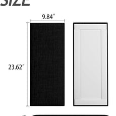 Upholstered Wall Mounted Headboard, Acoustic Panel, Peel & Stick Wall Padding, Black Dorm Towel Fabric, 6-Pack