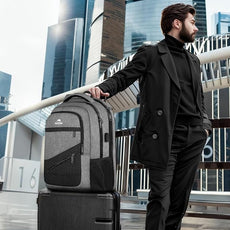MATEIN 17 Inch Work Backpack for Men Women, Water Resistant Practical Travel Laptop Backpack with Trolley Sleeve, Casual College Daypack Laptop Compartment TSA Friendly, Grey Black