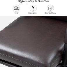 HULALA HOME Modern Faux Leather Home Office Chair with Tilt Lock & Metal Base, Desk Chair with Wheels & Padded Cushion, 360° Swivel Wide Seat Computer Task Chair, Brown