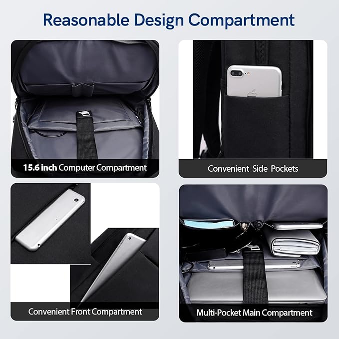 VGOAL Laptop Backpack fit 15.6 inch, Commuting Business Bag Lightweight Casual Daypack with USB Charging Port for Business, Travel, Daily Use