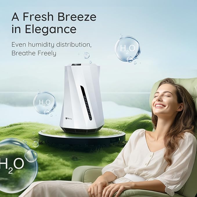 Airdog MOI Evaporative Humidifier for Baby- Mist-Free Humidifier, Mold Free humidifier, Quiet, LED Water Level Display for Premium Home Décor & Protection, Washable Filter, 0.8 Gallon Tank, 5 Modes