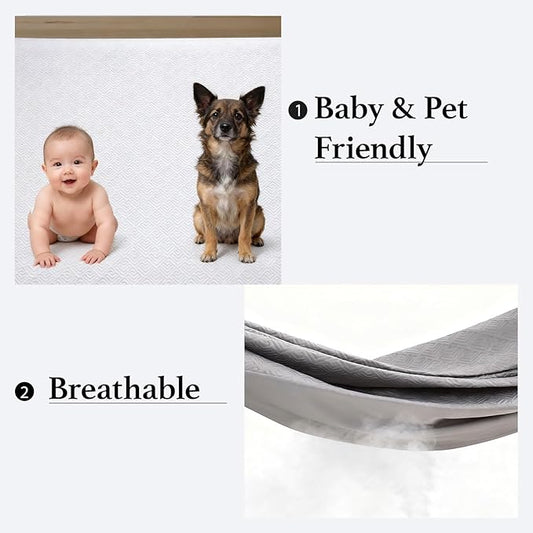 100% Waterproof Mattress Protector 18''Deep Pocket Breathable Incontinence Pads for Adults Kids Elderly Pets Machine Washable and Easy Care Bedwetting Pads (Gray, 54''x74'',Full)