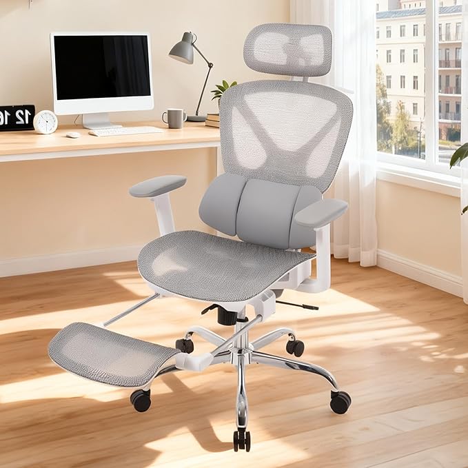 LuxErgo Ergonomic Mesh Office Chair High Back Mesh Computer Executive Desk Chair Home Office Chair with Adjustable Lumbar Support for Office/Gaming/Study, Freely Tilt Lock, Flip-Up Headrest & Armrests