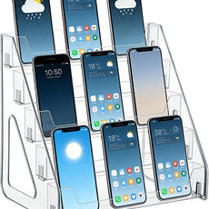 15-Grid Cell Phone Holder Desktop Organizer Clear Acrylic 5 Tier Classroom Cell Phone Storage Box Mobile Telephone Smartphone Case Organizer Table Top Drawer Tray for Office Boardroom School