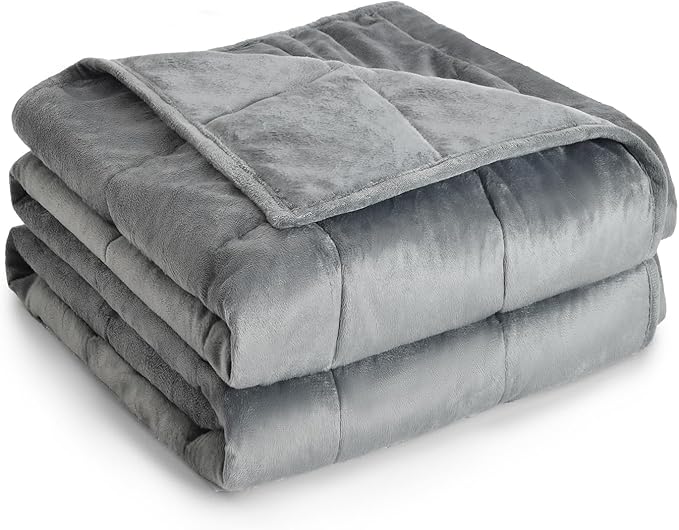 Topblan Weighted Blanket Queen Size 15lbs, Adult Weighted Blankets with Soft Warm Fabric for Sleeping and Calming, Adult Heavy Blanket for Sofa Bed, Grey, 60 x 80 inches