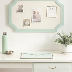 Kate and Laurel Holbrook Modern Framed Scallop Fabric Pinboard, 15 x 24, Green, Transitional Scalloped Bulletin Board for Use as Vision Board or Wall Organization