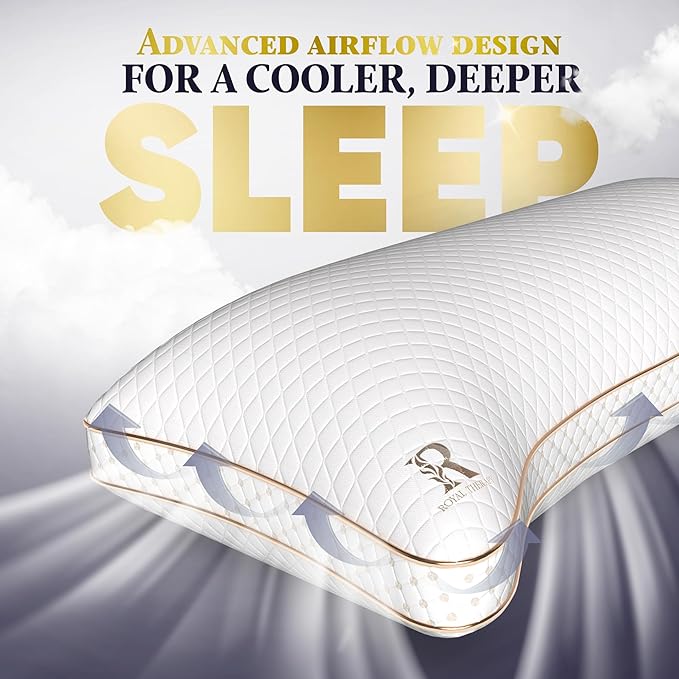 Royal Therapy King 2-Pack Memory Foam Pillow, Adjustable Shredded Odor-Free Pillow for Neck & Shoulder Pain Relief, Support for Back, Stomach, Side Sleepers BioForm