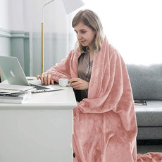 IR Imperial Rooms Fleece Blankets Queen Size 90x90 Inches- 8 Pack - Super Soft Fluffy Throw Blanket for Sofa and Bed - Warm and Cozy Lightweight 400 GSM Microfiber Bed Throws Blankets (Queen, Pink)