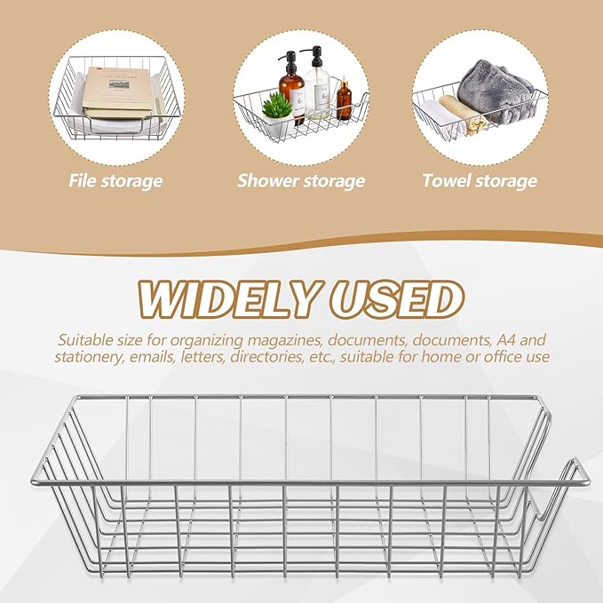 Yeaqee 6 Pcs Letter Tray Wire Paper Trays Stackable File Desk Organizer Metal File Paper Holder Basket for Desk Desktop Letter Storage for Office Home Classroom School(14'' x 10'' x 3'',Silver)