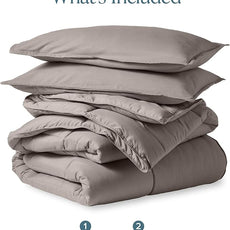 Bare Home Comforter Set - King/California King Size - Ultra-Soft - Goose Down Alternative - Premium 1800 Series - All Season Warmth (King/Cal King, Khaki)