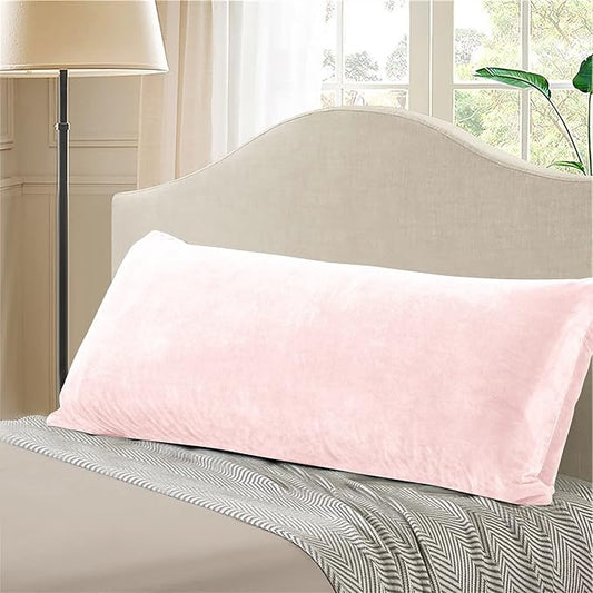 EVOLIVE Soft Micromink Polyester Body Pillow Cover 21''x54'', Pink, Zipper Closure