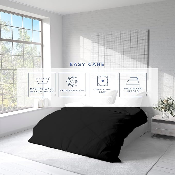 Kotton Culture 3 Pc Duvet Cover King Size Set-100% Egyptian Cotton Sateen 600 Thread Count Ultra Soft Premium Durable Comforter Cover Zipper Closure & Corner Ties - (Black, 102" X 94")