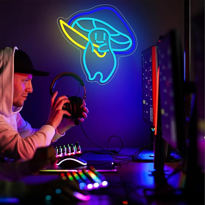 Mushroom Killer Neon Sign, Usb Powered Light Dimmable Led Signs For Wall Decor Light Up Signs For Home Bedroom Man Cave Game Room Bar Beer Pub Hip Hop Party Neon College Dorm Wall Signs Light Decor