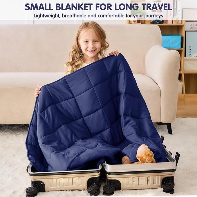 yescool Navy Weighted Blanket 3 Pounds Cooling Weighted Lap Blanket, Heavy Blanket for Sleeping, Weighted Throw Blanket Gift for 20-40lbs, 36"x48"