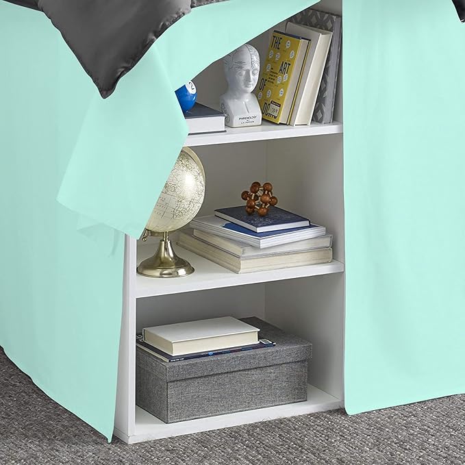 600TC -Dorm Bed Skirt - Split Corner Tailored Dorm Sized Bed Skirt - Dorm Room Essentials - Dorm Bed Skirt 100% Egyptian Cotton - Dorm Décor Bed Skirt Twin XL - 60" Drop (Aqua Blue, Solid)