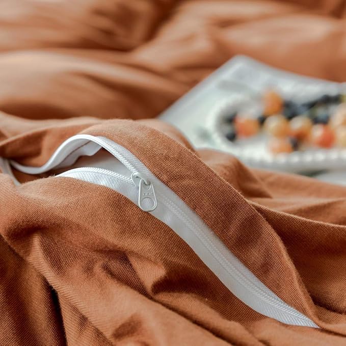 VM VOUGEMARKET Pumpkin Bedding King Jersey Knit T-Shirt Cotton Duvet Cover with 2 Pillowcases Ultra Soft Modern Simple Bedding Set for Men Women Without Comforter-King,104x90 Inch