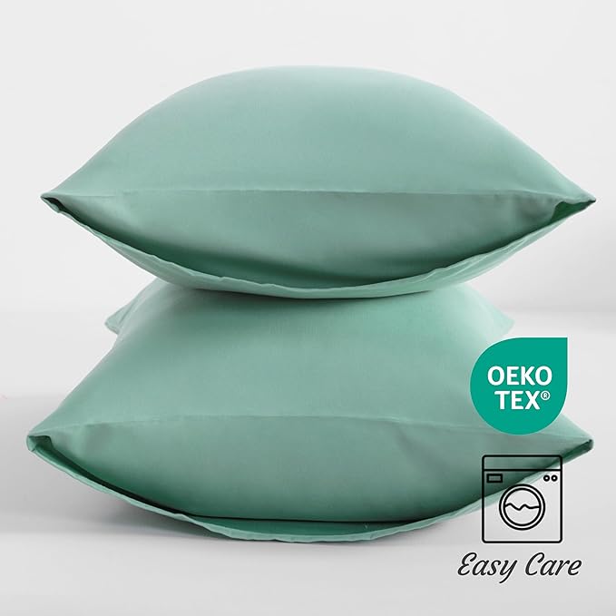 NTBAY King Pillow Cases Set of 2, 2 Pack Brushed Microfiber 20x36 Pillow Cases, Soft, Wrinkle, Fade, Stain Resistant Mint Green Pillow Cases with Envelope Closure, 20x36 Inches, Mint Green