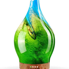 Porseme 150ml Essential Oil Diffuser Glass Color Changing Aroma Air Diffusers Aromatherapy Ultrasonic Cool Mist Humidifier 6 Running Hours Waterless Auto-Off for Sleeping Yoga Office Spa (Blue Grass)