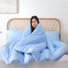 ROSGONIA Queen Comforter Set Light Blue, 3pcs Bedding Comforter Sets (1 Comforter & 2 Pillowcases) All Season Soft Lightweight Bedspread Blanket Quilt