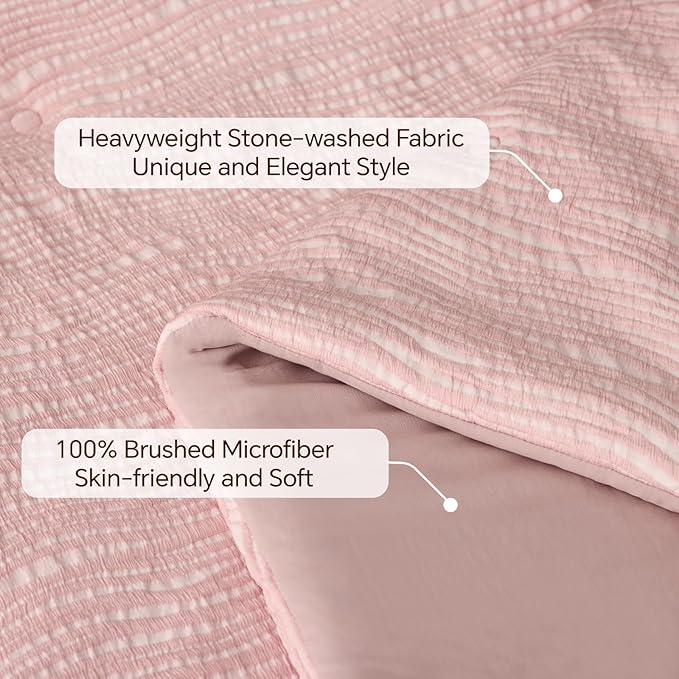 BEDELITE Blush Pink King Size Comforter Set - 3 Pieces Boho Tufted Jacquard Bedding Comforter Sets, Lightweight Soft & Warm King Bedding Set with 2 Pillowcases for All Season