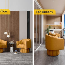 Accent Chair Mid Century 360 Degree Swivel Chair,Modern Lounge Sofa Round Barrel Chair with Wide Upholstered,Fluffy Velvet Fabric Chairs for Home Sofa Living Room/Bedroom/Waiting Room (Mustard)