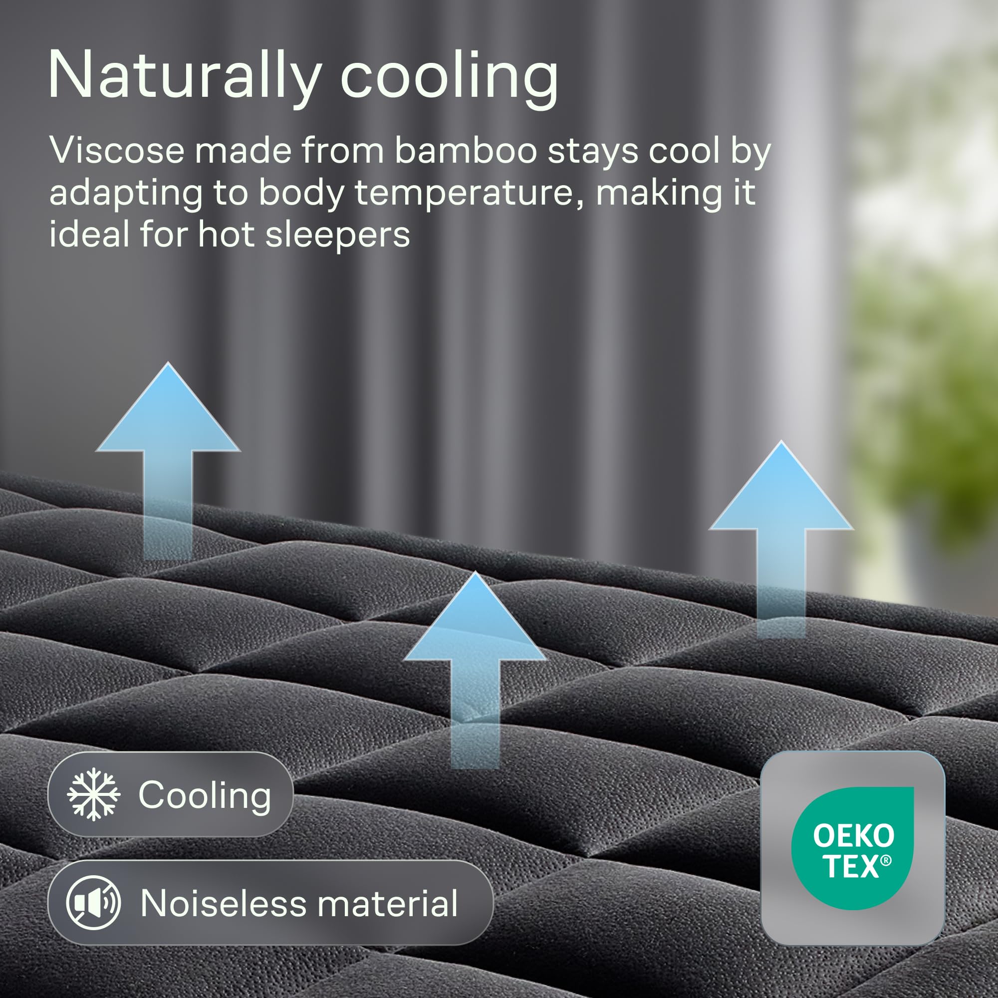 Ultra Soft Queen Size Mattress Topper - Viscose Made from Bamboo Pillow Top Mattress Pad for Back Pain Relief - Naturally Cooling for Hot Sleepers, Green
