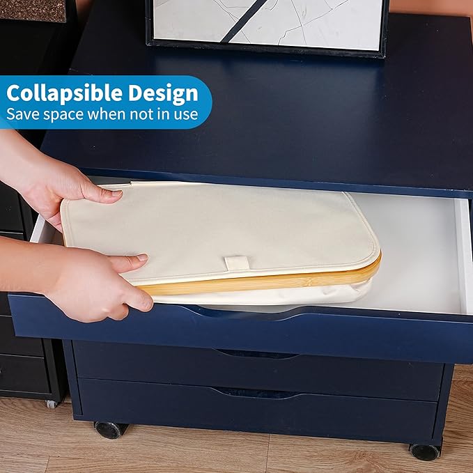 efluky Slim Laundry Basket with Lid, Narrow Laundry Hamper with Removable Bag, Skinny Dirty Clothes Basket with Bamboo Handles for Bathroom, Bedroom & Laundry Room, 75L Beige