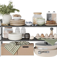 NETEL Under Sink Organizers and Storage, 2 Tier Expandable Under Cabinet Organizer Shelf with 8 Removable Panels,under sink shelf bathroom,Adjustable Shelf for Cupboard