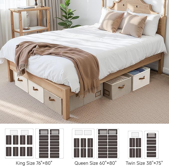 StorageWorks Under Bed Storage Bins, 10'' Underbed Storage Containers with Lid, 77L Clothes Organizer for Bedding, Blankets, Sweaters, Shoes, 2-Pack