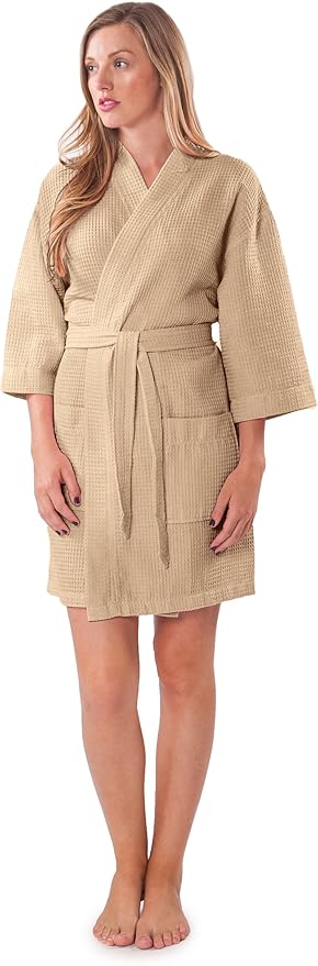 Turquaz Lightweight Short Robes For Women Waffle Kimono Bathrobe - Soft, Fast-Drying, Long-Lasting Cotton Blend