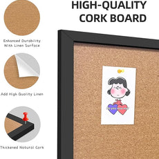 Cork Bulletin Board, 48x31.5 Inches Hanging Cork Board Wooden Framed with Pins for Wall, Dorm Room, Office, Home Decor – Natural Cork & Black Frame