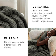 Bedsure GentleSoft Fluffy Olive Green Throw Blanket, Moss Green Decor Cozy Gifts for Women, Men, Soft Fleece Fuzzy Sherpa Plush Warm Thick Faux Fur Throw Blanket for Couch, House, 50x60