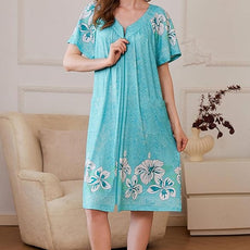 Ekouaer Women Robe Zipper Front Mumu Duster Robes Zip Up Housecoat Soft Sleepwear with Pockets