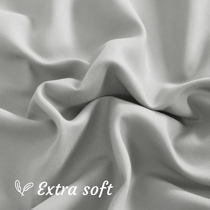 NTBAY King Pillow Cases Set of 2, 2 Pack Brushed Microfiber 20x36 Pillow Cases, Soft, Wrinkle, Fade, Stain Resistant Light Grey Pillow Cases with Envelope Closure, 20x36 Inches, Light Grey