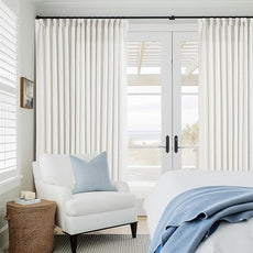 100 Inch Width Curtains 96 Inches Long Pinch Pleat Linen Semi Sheer for Patio Sliding Door Light Filtering Pleated Drapes Back Tab Ivory Beige White Extra Wide 100 x 96 Curtain for Living Dining Room