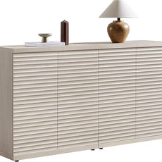 SICOTAS Buffet Cabinet with Storage Accent Sideboard Modern Credenza with Doors & Shelves Fluted Media Console Mid Century Coffee Bar Table for Living Room Kitchen Dining Room Hallway (2PCS)