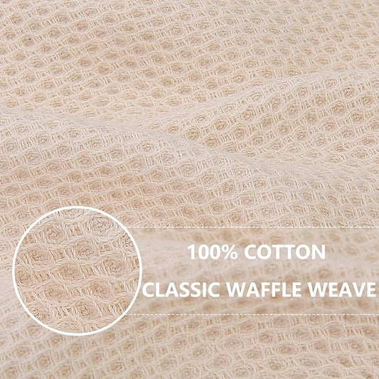 Homaxy 100% Cotton Waffle Weave Kitchen Dish Cloths, Ultra Soft Absorbent Quick Drying Dish Towels, 12 x 12 Inches, 12-Pack, Beige