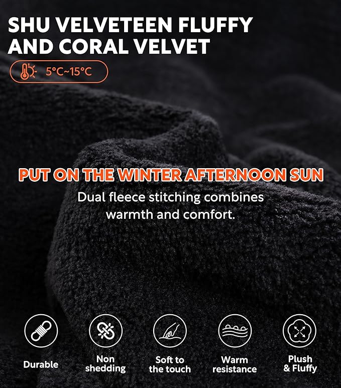 DAVID ARCHY Men's Hooded Robe Soft Coral Fleece Microfiber Bathrobe