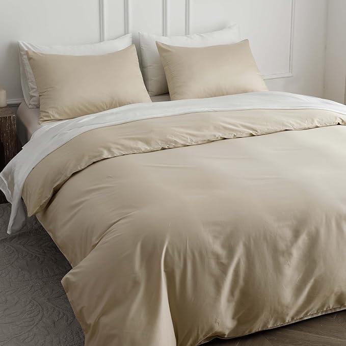 HeimenAogo 600TC Egyptian Cotton Duvet Cover Full Size Sateen Weave, Silky Soft and Breathable Bedding Set with Zipper Closure, Long Staple Cotton Bed Linen Linen Grey 3Pcs (80"×90")
