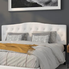 EMMA + OLIVER Tufted Upholstered King Size Headboard in White Fabric