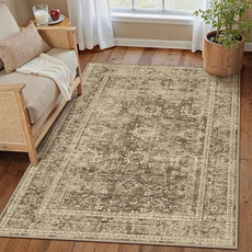3x4 Washable Area Rug for Entryway Brown Vintage Non-Slip Low Pile Distressed Rustic Carpet Lightweight Vacuumable Door Mat Soft Small Door Mat Small Throw Rug for Entrance