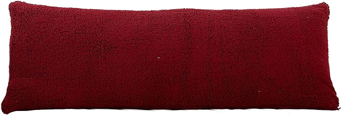 Reafort Ultra Soft Sherpa Body Pillow Cover/Case with Zipper Closure 21"x54" (21"x54" Body Pillow Cover, Red)