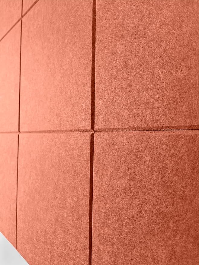 Felt Wall Tiles | Large Cork Board Alternative | Aesthetic Felt Bulletin Board for Office, Home & Classroom | Large Cork Boards for Walls Pinboard (12-Pack) | Dark Orange